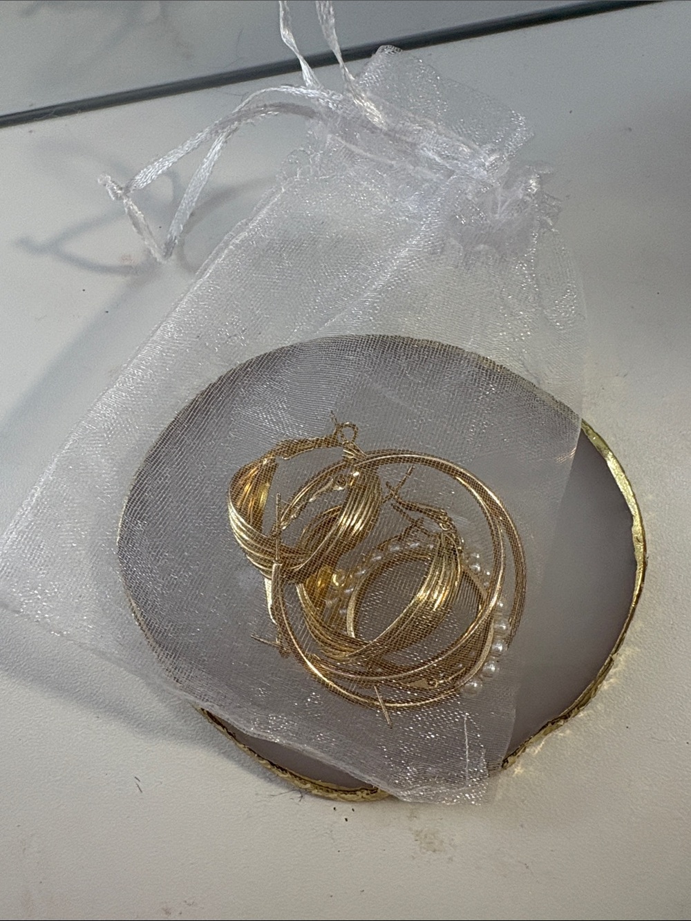 Gold-Tone Layered Hoop Earrings with Pearl Accents
